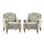 Fauteuil rembourré clouté de ferme avec dossier à bosse, lot de 2 (oiseau/bleu marine/gris/gingen/cachemire/floral/fougère)