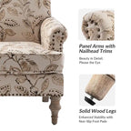 Fauteuil rembourré clouté de ferme avec dossier à bosse, lot de 2 (oiseau/bleu marine/gris/gingen/cachemire/floral/fougère)