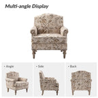 Fauteuil rembourré clouté de ferme avec dossier à bosse, lot de 2 (oiseau/bleu marine/gris/gingen/cachemire/floral/fougère)