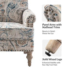 Fauteuil rembourré clouté de ferme avec dossier à bosse, lot de 2 (oiseau/bleu marine/gris/gingen/cachemire/floral/fougère)