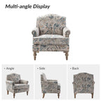 Fauteuil rembourré clouté de ferme avec dossier à bosse, lot de 2 (oiseau/bleu marine/gris/gingen/cachemire/floral/fougère)