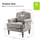 Fauteuil rembourré clouté de ferme avec dossier à bosse, lot de 2 (oiseau/bleu marine/gris/gingen/cachemire/floral/fougère)
