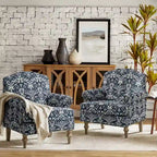 Fauteuil rembourré clouté de ferme avec dossier à bosse, lot de 2 (oiseau/bleu marine/gris/gingen/cachemire/floral/fougère)