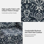 Fauteuil rembourré clouté de ferme avec dossier à bosse, lot de 2 (oiseau/bleu marine/gris/gingen/cachemire/floral/fougère)
