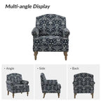 Fauteuil rembourré clouté de ferme avec dossier à bosse, lot de 2 (oiseau/bleu marine/gris/gingen/cachemire/floral/fougère)