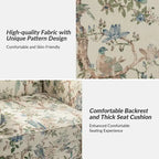 Fauteuil rembourré clouté de ferme avec dossier à bosse, lot de 2 (oiseau/bleu marine/gris/gingen/cachemire/floral/fougère)
