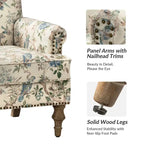 Fauteuil rembourré clouté de ferme avec dossier à bosse, lot de 2 (oiseau/bleu marine/gris/gingen/cachemire/floral/fougère)