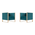Fauteuil d'appoint en velours sarcelle/noir, piètement en or rose, style moderne du milieu du siècle, lot de 2