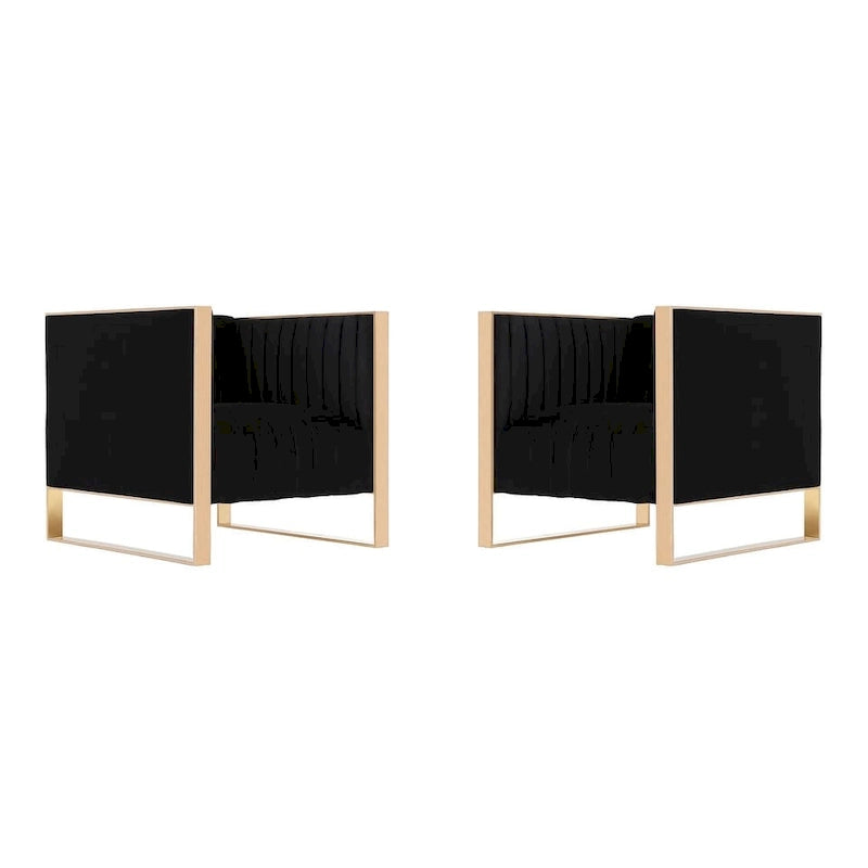Fauteuil d'appoint en velours sarcelle/noir, piètement en or rose, style moderne du milieu du siècle, lot de 2