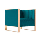 Fauteuil d'appoint en velours sarcelle/noir, piètement en or rose, style moderne du milieu du siècle, lot de 2