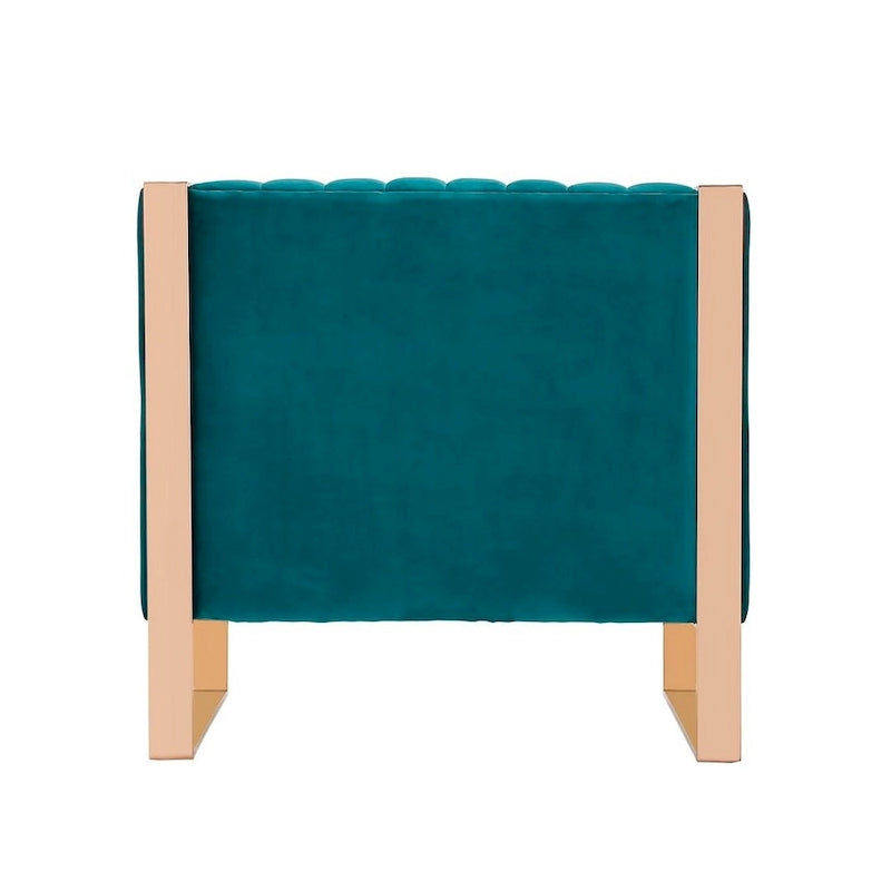 Fauteuil d'appoint en velours sarcelle/noir, piètement en or rose, style moderne du milieu du siècle, lot de 2