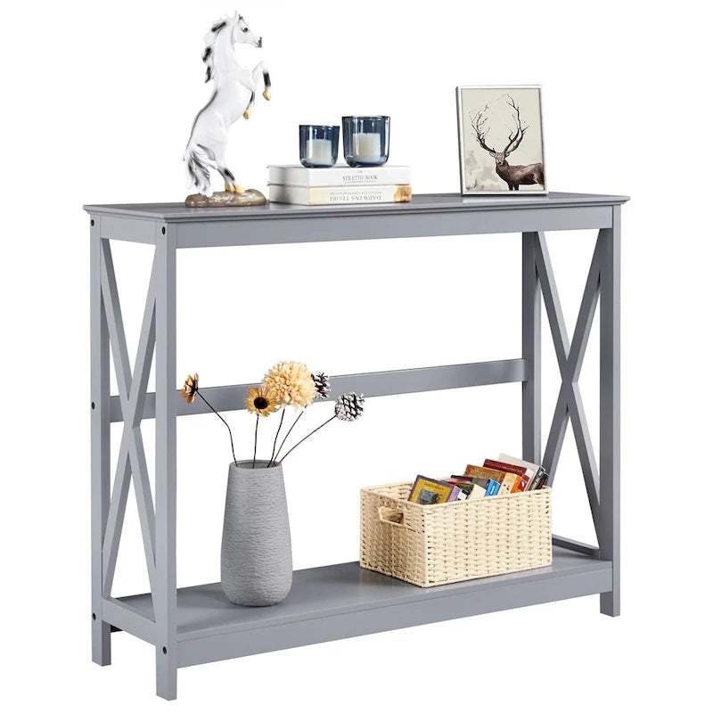Console en X à 2 niveaux gris/noir/blanc pour 1 personne