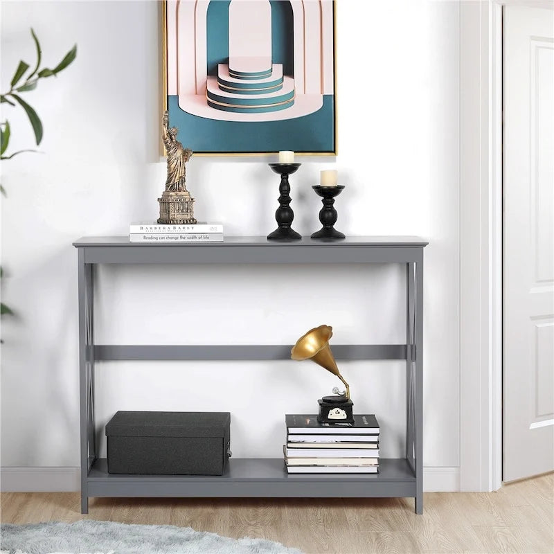 Console en X à 2 niveaux gris/noir/blanc pour 1 personne