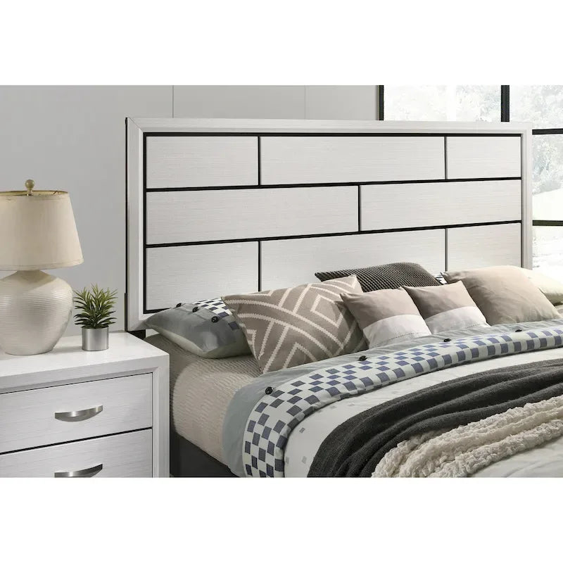 Ensemble de chambre 5 pièces blanc et noir, grand lit/très grand lit, 1-2 places