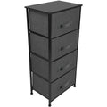 Commode de rangement en tissu à 4 tiroirs, Noir/Blanc, Assemblage par 1 personne