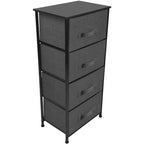 Commode de rangement en tissu à 4 tiroirs, Noir/Blanc, Assemblage par 1 personne