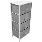 Commode de rangement en tissu à 4 tiroirs, Noir/Blanc, Assemblage par 1 personne