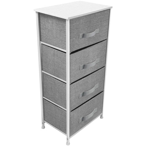 Commode de rangement en tissu à 4 tiroirs, Noir/Blanc, Assemblage par 1 personne