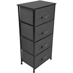 Commode de rangement en tissu à 4 tiroirs, Noir/Blanc, Assemblage par 1 personne