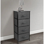 Commode de rangement en tissu à 4 tiroirs, Noir/Blanc, Assemblage par 1 personne