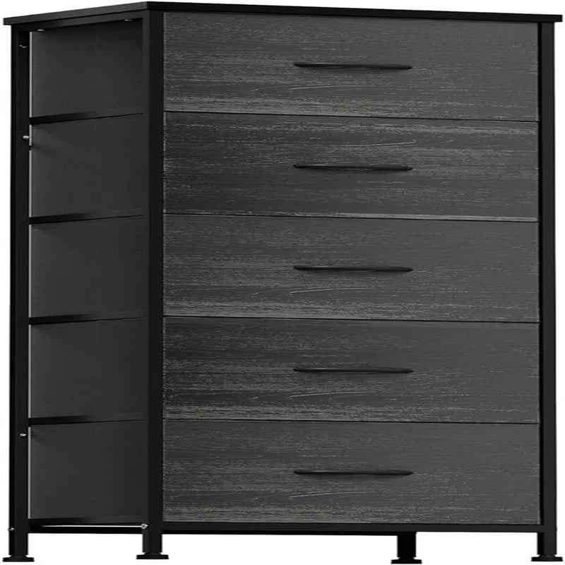 Blanc / Noir élégant / Bleu aqua / Impression grain de bois anthracite – Tour de rangement 5 tiroirs, usage unique