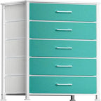 Blanc / Noir élégant / Bleu aqua / Impression grain de bois anthracite – Tour de rangement 5 tiroirs, usage unique