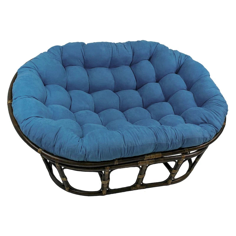 Chaise double Papasan multicolore, rotin et microsuède, 2 places