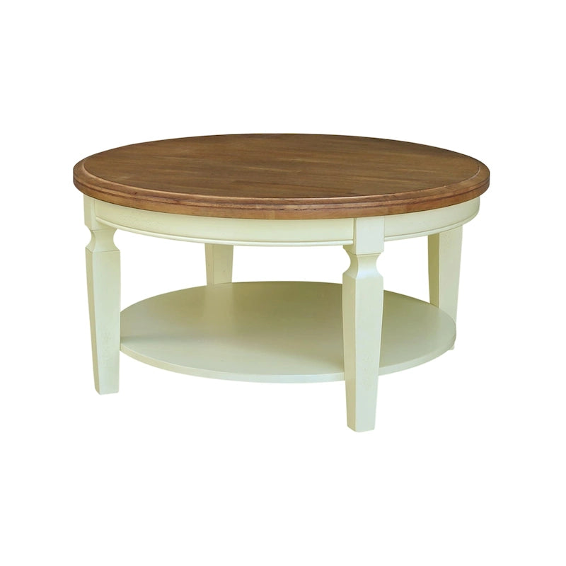 Table basse ronde, multicolore, style 2 places, bois massif
