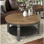 Table basse ronde, multicolore, style 2 places, bois massif