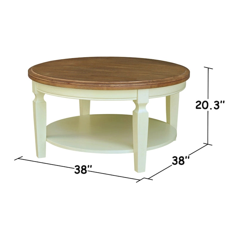 Table basse ronde, multicolore, style 2 places, bois massif