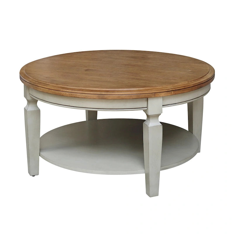 Table basse ronde, multicolore, style 2 places, bois massif