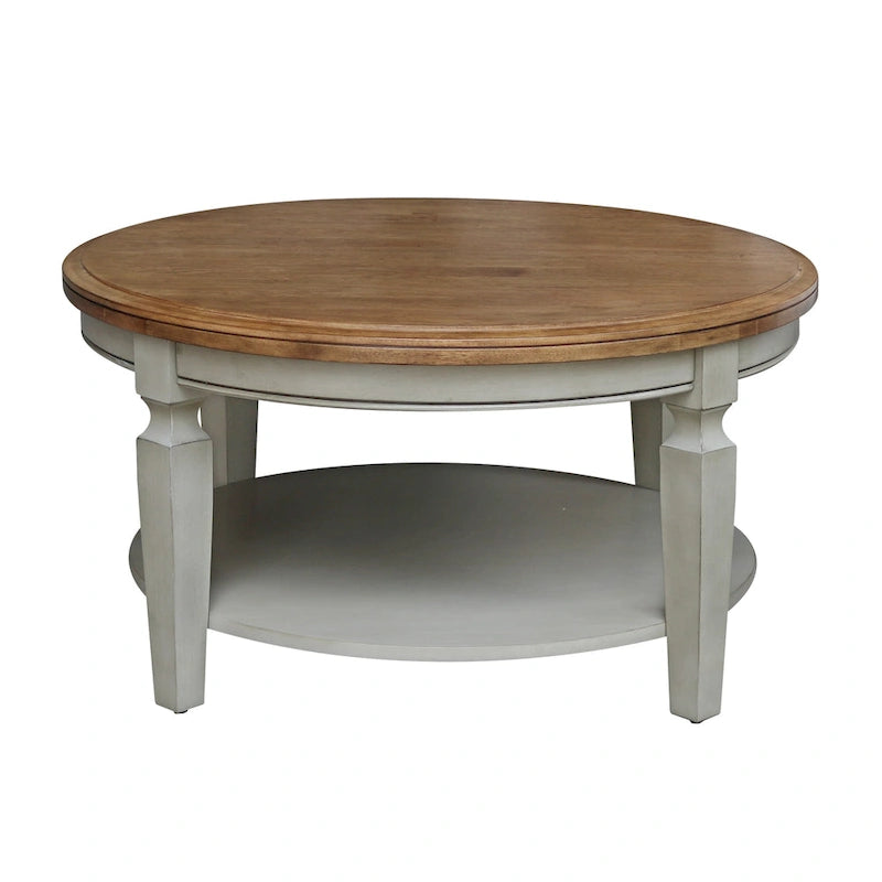 Table basse ronde, multicolore, style 2 places, bois massif