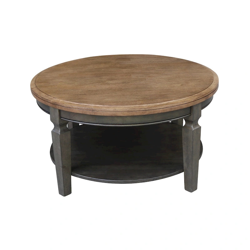 Table basse ronde, multicolore, style 2 places, bois massif