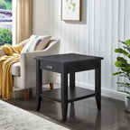 Table d'appoint compensée avec étagère – Gris / Blanc / Noir / Marron chocolat, bois massif, convient au côté d'un canapé 1 place