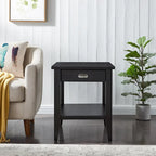 Table d'appoint compensée avec étagère – Gris / Blanc / Noir / Marron chocolat, bois massif, convient au côté d'un canapé 1 place