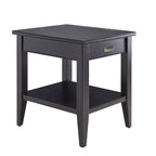 Table d'appoint compensée avec étagère – Gris / Blanc / Noir / Marron chocolat, bois massif, convient au côté d'un canapé 1 place
