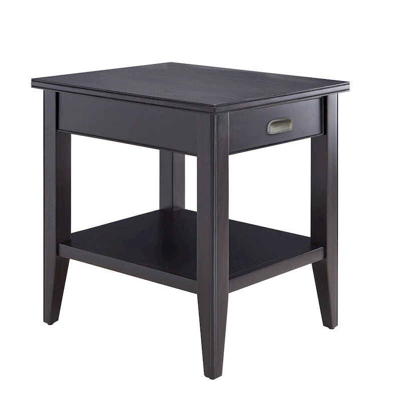 Table d'appoint compensée avec étagère – Gris / Blanc / Noir / Marron chocolat, bois massif, convient au côté d'un canapé 1 place
