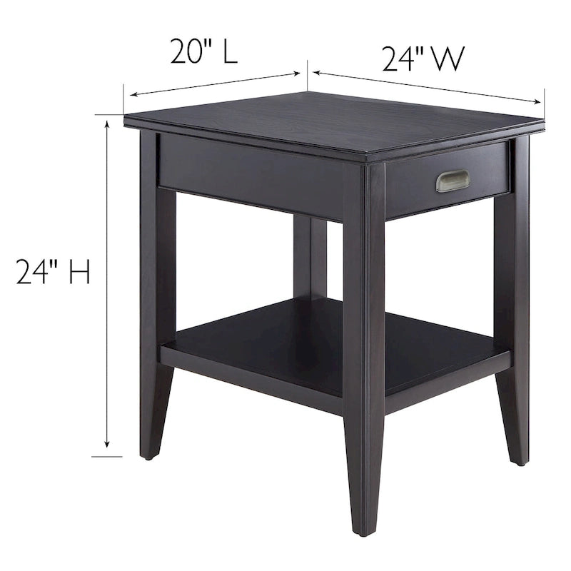 Table d'appoint compensée avec étagère – Gris / Blanc / Noir / Marron chocolat, bois massif, convient au côté d'un canapé 1 place