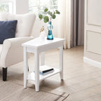 Table d'appoint compensée avec étagère – Gris / Blanc / Noir / Marron chocolat, bois massif, convient au côté d'un canapé 1 place