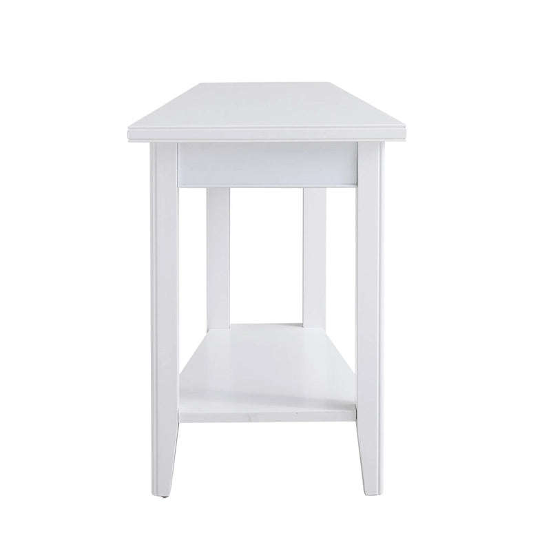 Table d'appoint compensée avec étagère – Gris / Blanc / Noir / Marron chocolat, bois massif, convient au côté d'un canapé 1 place