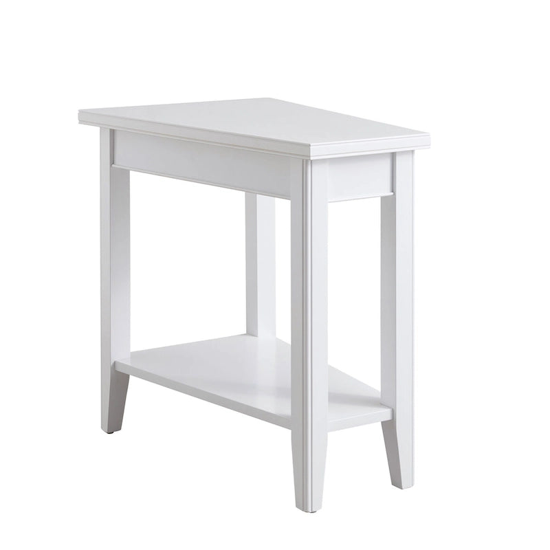 Table d'appoint compensée avec étagère – Gris / Blanc / Noir / Marron chocolat, bois massif, convient au côté d'un canapé 1 place