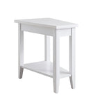 Table d'appoint compensée avec étagère – Gris / Blanc / Noir / Marron chocolat, bois massif, convient au côté d'un canapé 1 place
