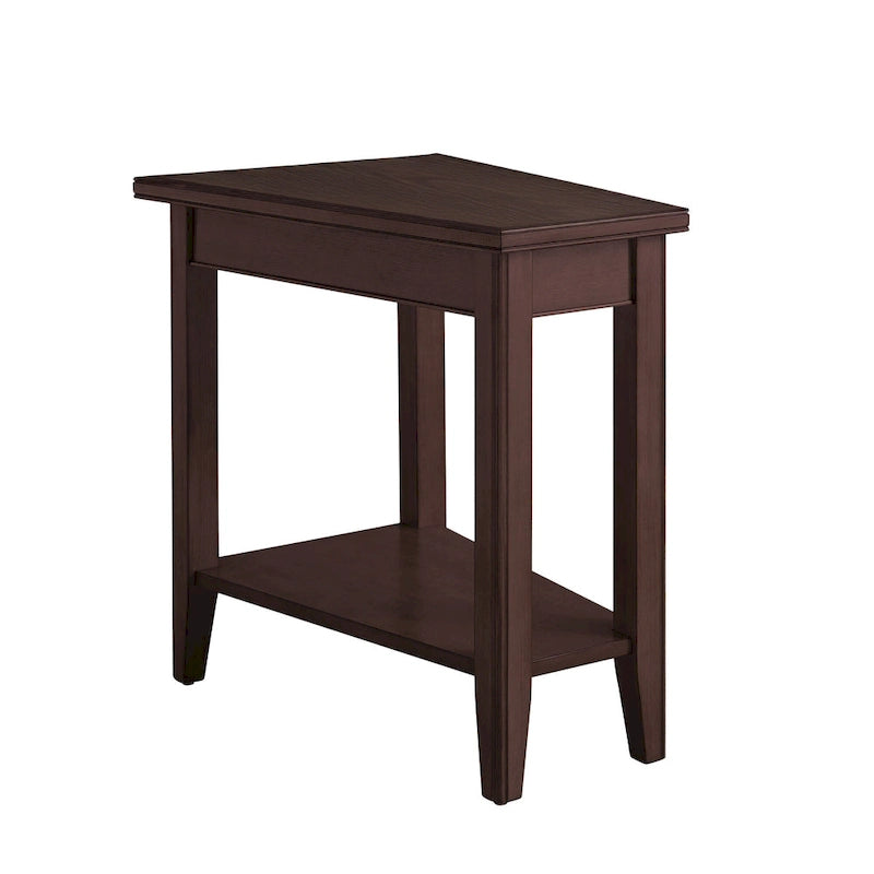 Table d'appoint compensée avec étagère – Gris / Blanc / Noir / Marron chocolat, bois massif, convient au côté d'un canapé 1 place