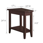 Table d'appoint compensée avec étagère – Gris / Blanc / Noir / Marron chocolat, bois massif, convient au côté d'un canapé 1 place