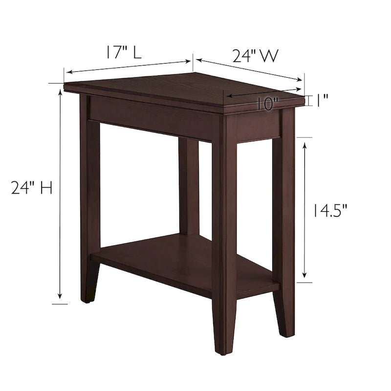 Table d'appoint compensée avec étagère – Gris / Blanc / Noir / Marron chocolat, bois massif, convient au côté d'un canapé 1 place