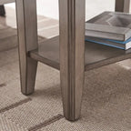 Table d'appoint compensée avec étagère – Gris / Blanc / Noir / Marron chocolat, bois massif, convient au côté d'un canapé 1 place