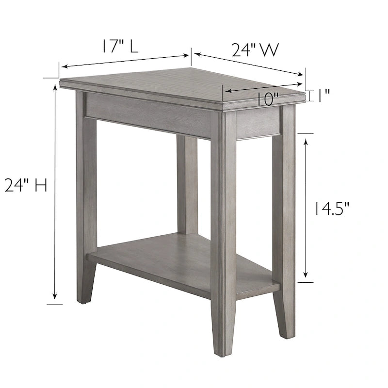 Table d'appoint compensée avec étagère – Gris / Blanc / Noir / Marron chocolat, bois massif, convient au côté d'un canapé 1 place