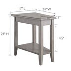 Table d'appoint compensée avec étagère – Gris / Blanc / Noir / Marron chocolat, bois massif, convient au côté d'un canapé 1 place