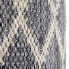 Pouf rond en jute tressé gris / corail / bleu – Siège unique