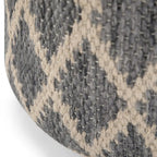 Pouf rond en jute tressé gris / corail / bleu – Siège unique